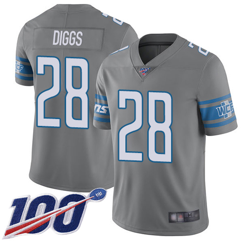 Detroit Lions Limited Steel Youth Quandre Diggs Jersey NFL Football 28 100th Season Rush Vapor Untouchable